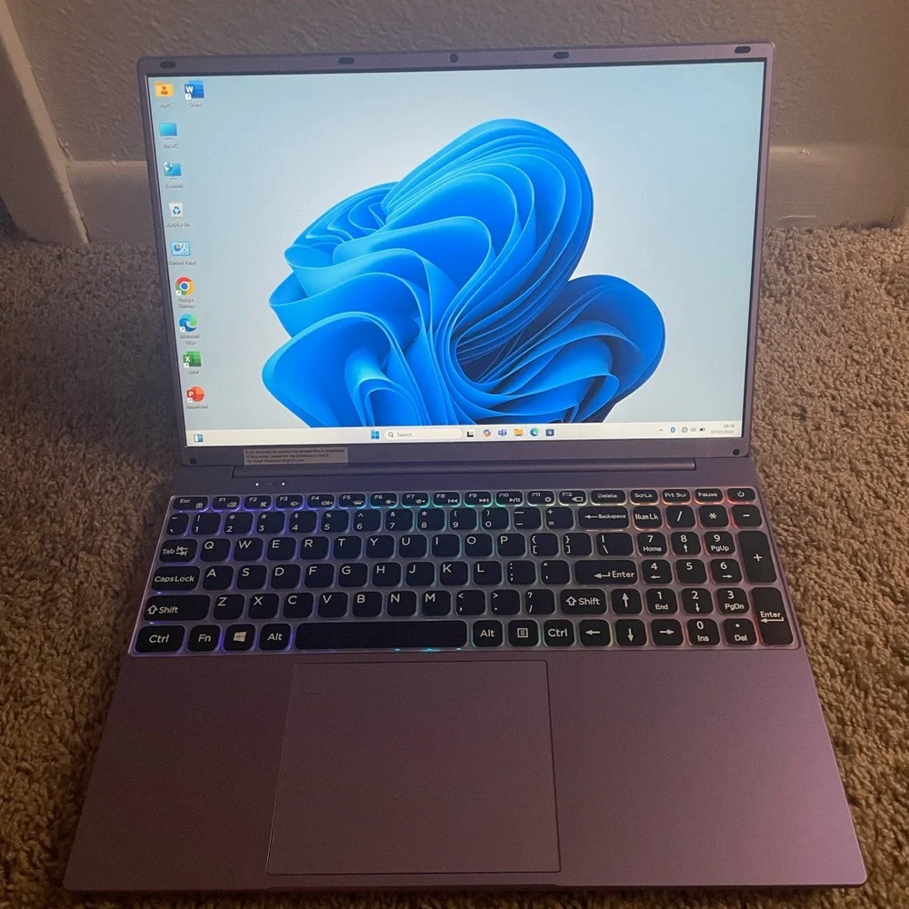 Purple Laptop with Accessories